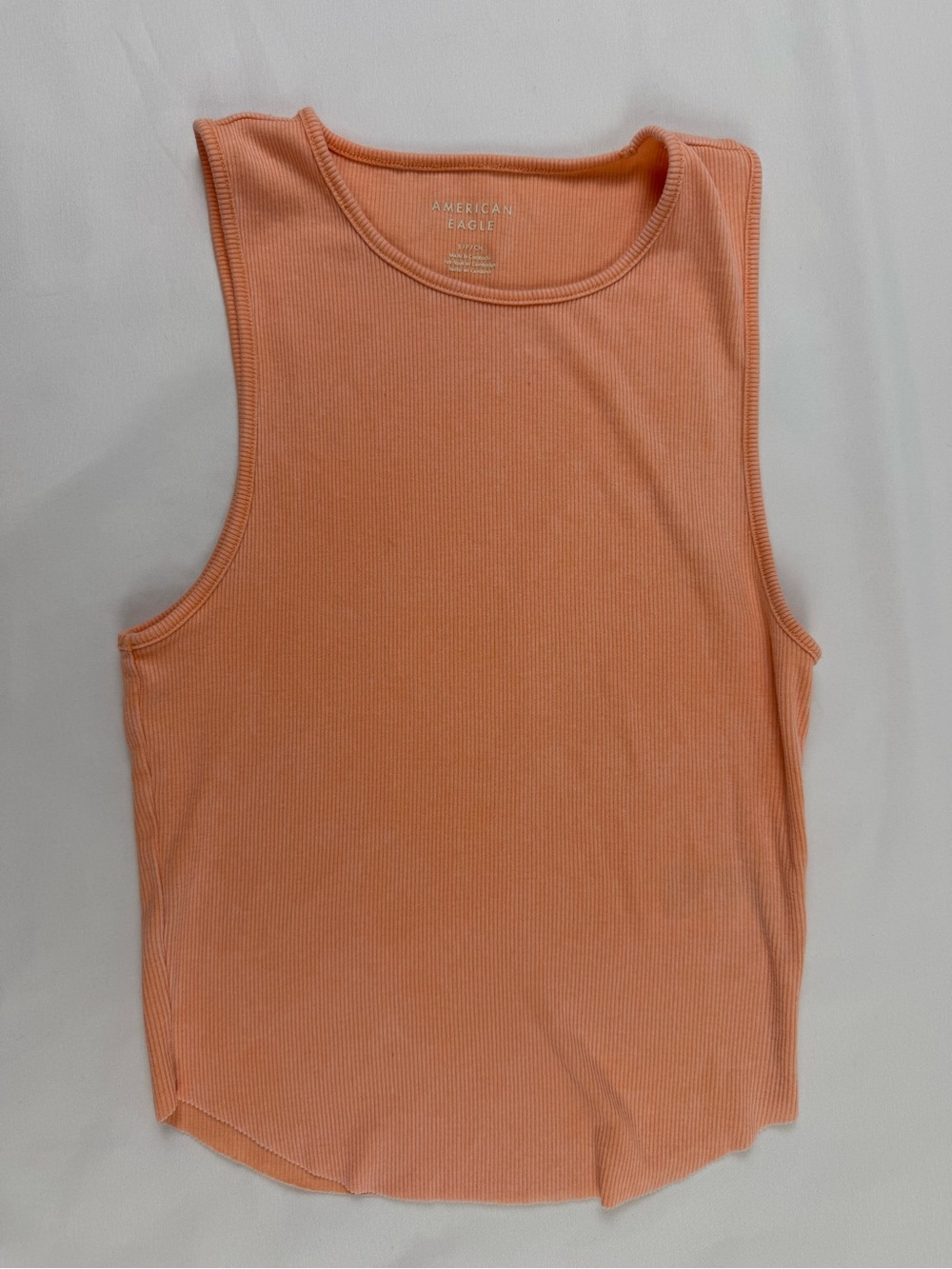 American Eagle Ribbed Tank Top Peach Orange High Neck Size S